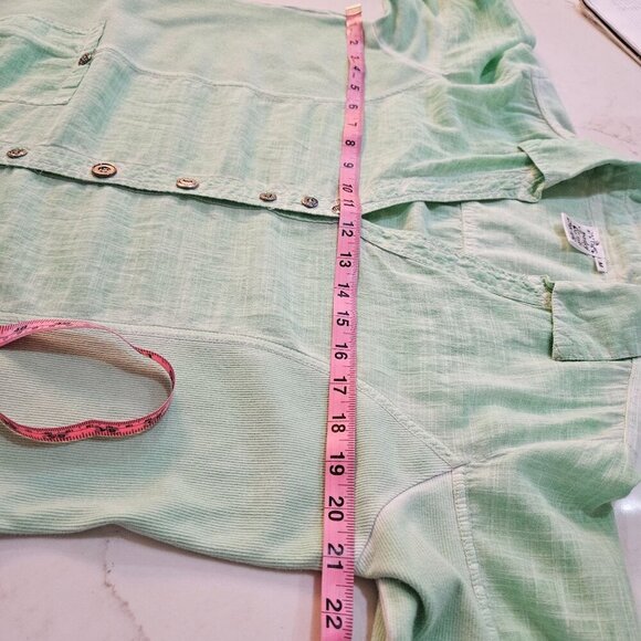 Parsley & Sage Green Button-Down Cotton Shirt Medium 3/4 Sleeve Boho - Picture 8 of 9